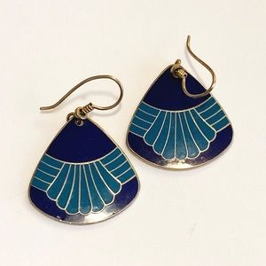 Vintage Laurel Burch Signed Enamel Earrings